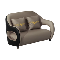 Fauteuil de négociation d'affaires de luxe, ensemble de 4 places en cuir artificiel rembourré avec structure en bois massif pour hall d'hôtel
