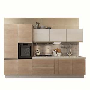 Armoires de cuisine en bois en forme de L modernes SANTOPOVA avec porte en verre et éclairage intégré - Product Image 2