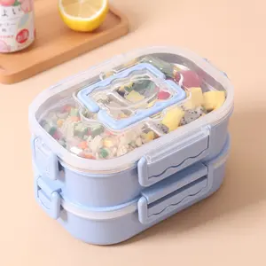 Haixin&Arsto 304 Stainless Steel Double-Layer Lunch Box Bento Sealed Bento Box Lunch With Handle