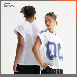 Maillot de sport unisexe sans manches col rond ETAI blanc et bleu 00 Belief en maille respirante pour streetwear et tenue décontractée 96%+ Contenu - Product Image 1