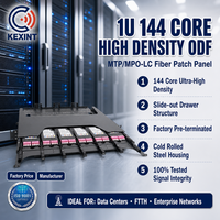 Kexint 1U High Density 144 Core MTP MPO to LC Fiber Optic Patch Panel, Slide-Out Type Rack Mount ODF for Data Center Cabling