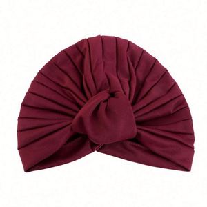 Vente en gros d'accessoires de mode pour cheveux avec logo personnalisé, turbans de couleur unie en POLYESTER SPANDEX, grand nœud, foulard musulman pour femmes, toutes saisons - Product Image 5