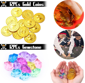 Bracelets à claquer, porte-clés, anneaux, patchs pour les yeux, autocollants, moustaches, pièces d'or, pierres précieuses, jouets, cadeaux, sacs de friandises et articles de fête sur le thème des pirates - Product Image 6