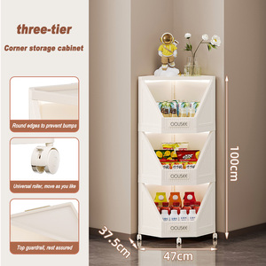 Estante de aperitivos de esquina de tres niveles de fácil instalación con soporte para especias Gabinete de almacenamiento multicapa para sala de estar y cocina - Product Image 3