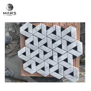 New Design Triangle Shape Carrara White Marble Stone Mosaic Tiles Floor And Wall Mosaic