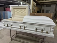 Cercueils en placage de bois de Paulownia de style américain SA46 avec doublure en velours blanc, finition cerisier, pour enterrement d'adultes, fabriqués en Chine
