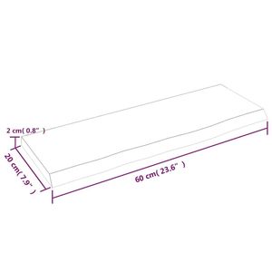 W2B VidaXL marrone chiaro solido legno di quercia mensola a parete 23.6X7.9X0.8 per ufficio soggiorno matrimonio decorazioni natalizie in metallo resistente - Product Image 6