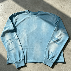 T-shirt à manches longues surdimensionné en coton 300 g/m² <span class=keywords><strong>bleu</strong></span> <span class=keywords><strong>ciel</strong></span>, personnalisé, effet délavé, qualité supérieure, pour homme, fabriqué en Chine - Product Image 2