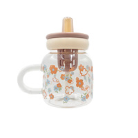 Tasse à thé en verre borosilicate pour femme avec paille et infuseur, résistante à la chaleur, capacité 800 ml, design classique, réutilisable