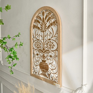 Décoration murale en bois pour salon, design moderne rustique, motif floral, amovible, écologique, personnalisable - Product Image 2
