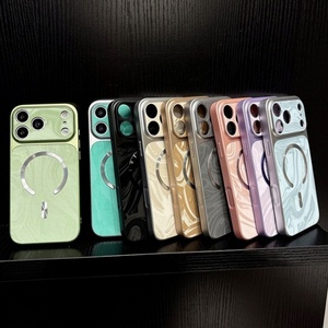 เคสโทรศัพท์หนังลายคลื่นน้ำสีเรียบง่าย พร้อมแม่เหล็ก สำหรับ iPhone 17 pro max 16 15 14 13 12 11 ป้องกันการกระแทก - Product Image 1