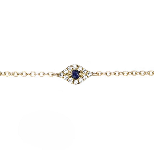 High Quality Bling 925 Sterling Silver Charm Fashion Women Jewelry CZ Sapphire Diamond Evil Eye Link Chain Bracelet