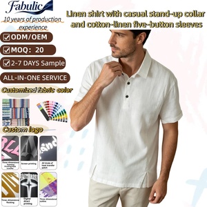 Camisa <span class=keywords><strong>de</strong></span> Lino y Algodón para <span class=keywords><strong>Hombre</strong></span> con Logotipo Personalizado <span class=keywords><strong>de</strong></span> Marca Privada, MOQ 20, ODM, OEM, Muestra Rápida, Transpirable, Manga Corta, <span class=keywords><strong>Ropa</strong></span> <span class=keywords><strong>de</strong></span> Verano a la <span class=keywords><strong>Moda</strong></span> - Product Image 1