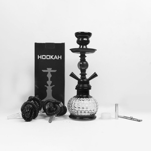 Set de Cachimba de Vidrio Negra de 2 Mangueras, Estilo Árabe, con Cazoleta y Caja de Regalo para Bar, Fiesta o Viaje - Product Image 1