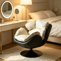 Fauteuil pivotant à 360° à coque bicolore, coussin en peluche doux amovible, design moderne, montage facile, en similicuir noir