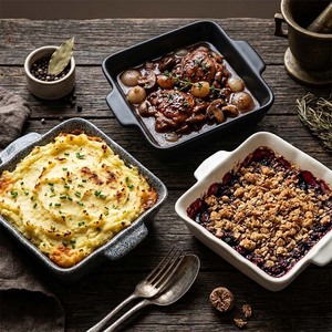 Plat à gratin carré en porcelaine noire de 10 pouces, plat à lasagna en céramique pour la cuisson au four avec poignée - Product Image 3