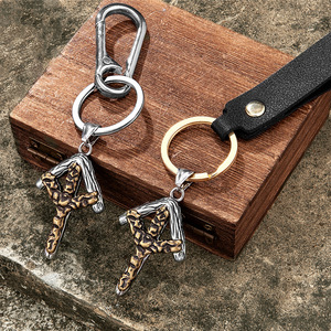 Retro Rune <b>Keychain</b> Two Tone Metal Letter Pendant Zinc Alloy Unisex Gift Charm - Product Image 1