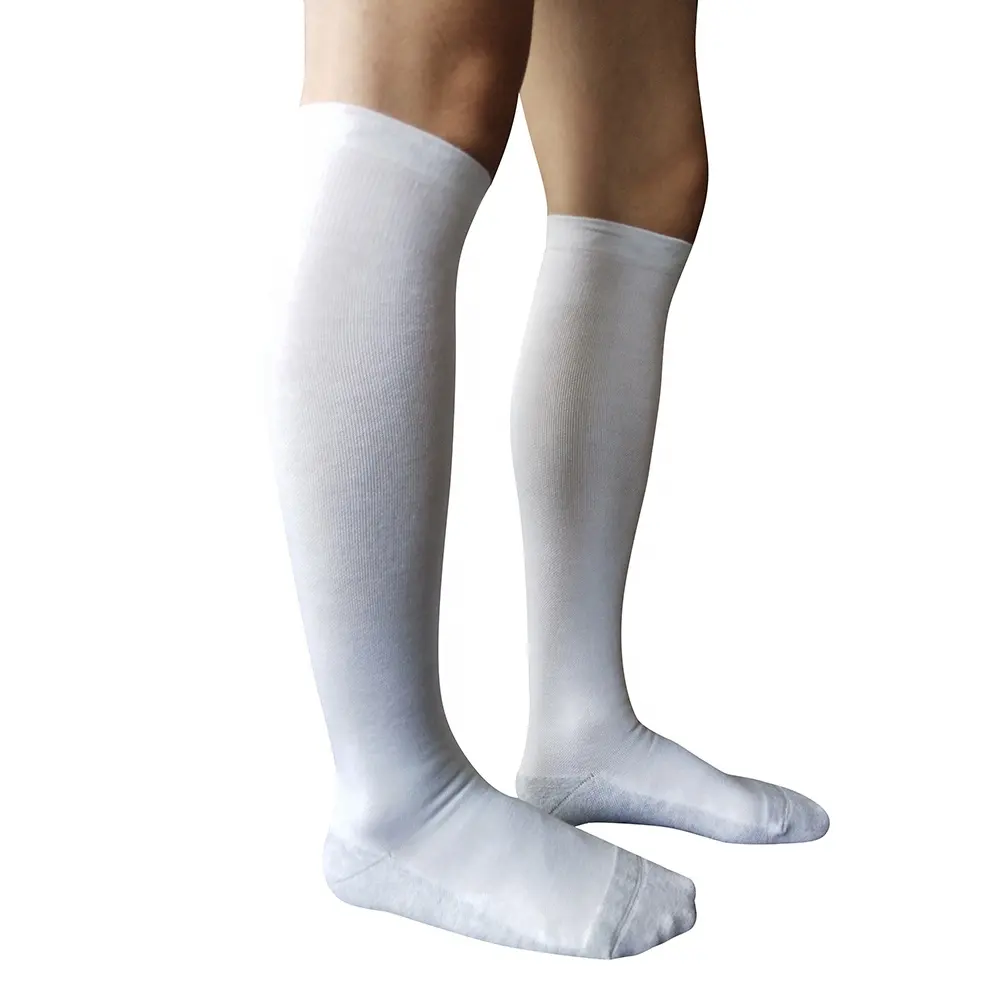 Custom seamless knee premium deodorant antibacterial bamboo silver compression socks sport running (20-30mmhg)