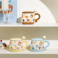 Tasse à eau mignonne de grande capacité pour filles tasse à lait mignonne de grande valeur avec poignée tasse en céramique résistante aux hautes températures