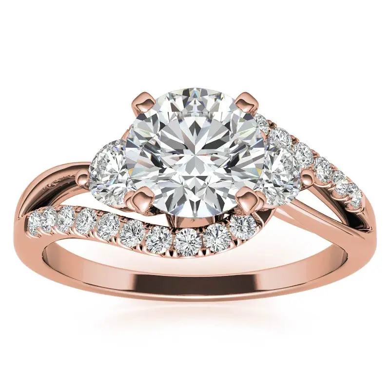Hoge Kwaliteit Echte Moissanite Verloving Bruiloft Ronde Gesneden Lab-Gegroeide Diamanten Sieraden Fijne Sieraden Ring