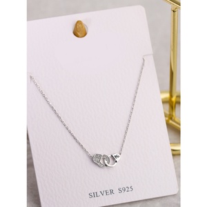 Rhodium Plated <b>Silver</b> Zircon <b>Heart</b> <b>Necklace</b> Trendy Strand Design for Women's-Party Engagement Wedding Jewelry - Product Image 1