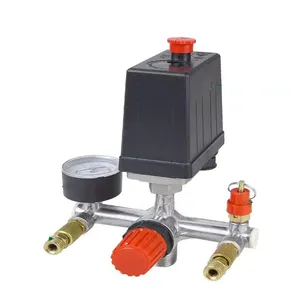 220V 0-180 Psi Air Compressor Pressure Switch Control Valve Regulator Gauges W/ Quick Connector