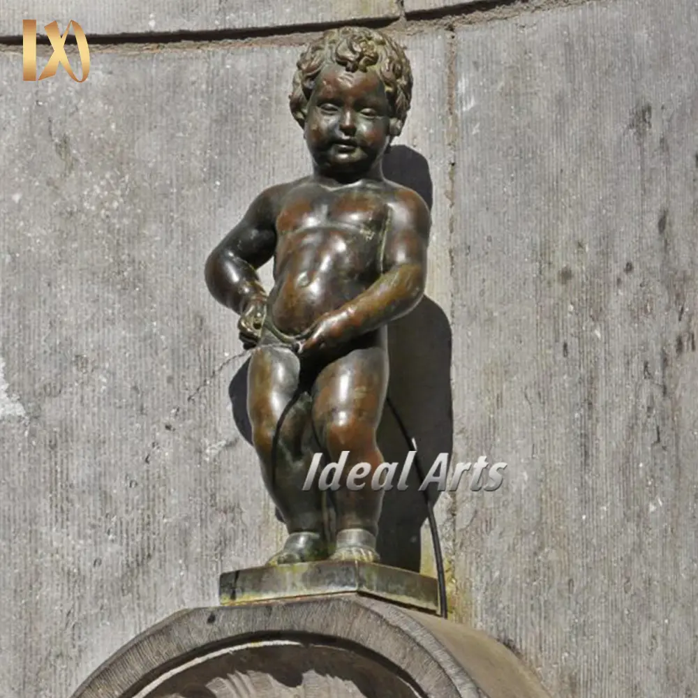 Идеальное искусство, пользовательский наружный сад, бронзовая детская статуя мальчика, моющийся водяной фонтан