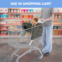 Housse de chariot de courses portable en velours doux et polyester avec fermeture éclair et cordes de sécurité pour chiens ou enfants - Utilisation en extérieur pour les voyages