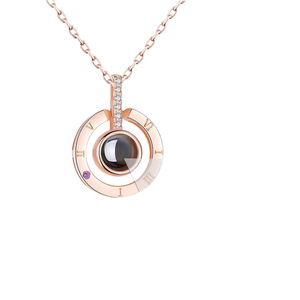 Collar de Plata S925 con Proyección de Números Romanos y Joyas Huecas, con la Frase 'Te Amo' en 100 Idiomas, Moderno, Sencillo y Popular - Product Image 5