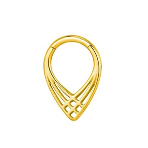 Vĩnh Cửu ASTM F136 Titanium vách ngăn Hoop mũi Nhẫn 16G phụ nữ người đàn ông đồ trang sức Teardrop hình dạng phân khúc bản lề Clicker daith xuyên - Product Image 3