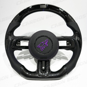 Volant en fibre de carbone noire véritable pour <span class=keywords><strong>Ford</strong></span> <span class=keywords><strong>Mustang</strong></span> avec LED, vente directe d'usine pour <span class=keywords><strong>Ford</strong></span> <span class=keywords><strong>Mustang</strong></span> 2015 2016 2018 <span class=keywords><strong>2020</strong></span> 2023 - Product Image 1