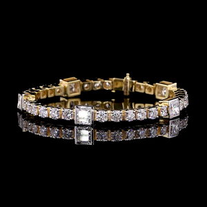Bracelet tennis unique en or 14K avec diamants de laboratoire bicolores - Product Image 1