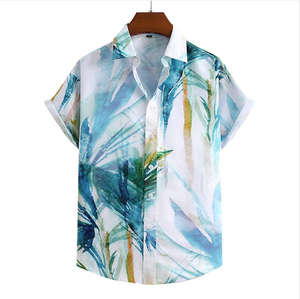 Nouvelle <span class=keywords><strong>grande</strong></span> <span class=keywords><strong>taille</strong></span> hommes imprimé 3D lâche rayé Cardigan revers chemise tissé à manches courtes avec motif solide - Product Image 5