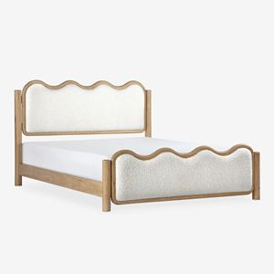 Cama de Madera con Cabecera Acanalada, Base de Láminas de Madera Clara, Estructura de Cama Moderna y Minimalista para Dormitorio - Product Image 4