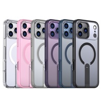 Coque transparente de luxe avec support magnétique invisible pour iPhone 17 Pro Max, 17 Air, 18, 16, 15, 14 Plus, 13, 12, 11 Pro Max