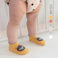 Chaussettes antidérapantes côtelées en tricot pour bébé, motif visage d'animal de dessin animé 3D, avec logo personnalisé, mignonnes, pour printemps, nourrissons et tout-petits