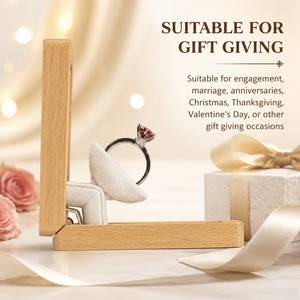 Expositor de Anillos de Madera con Cojín de Terciopelo, Elegante Soporte para Joyas, Regalos para Compromiso, Matrimonio y Aniversario - Product Image 1