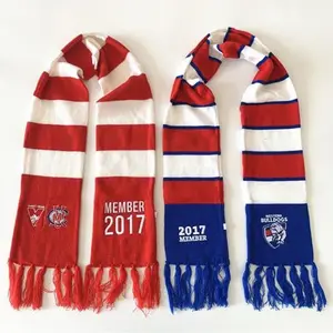 Factory Custom Knitted Football Team Knitting Scarf For Club