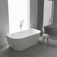 Baignoire autoportante moderne en acrylique avec jupe, pour bains relaxants en intérieur dans les hôtels, villas ou résidences, baignoire blanche