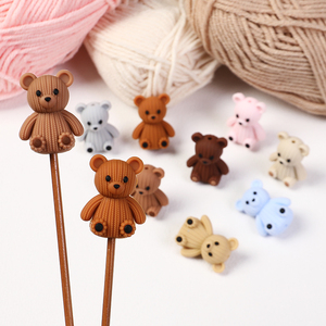 <b>Cute</b> Knitted <b>Bear</b> Shape Silicone Beads For Bracelet Making Colorful Cartoon Animal Loose Beads - Product Image 1