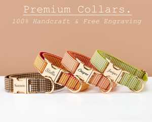 Cam kẻ sọc cá nhân Dog BOW TIE Dây Xích thiết lập, custo khắc Puppy nae kim loại khóa, handade cổ áo quà tặng cho sall chó - Product Image 3