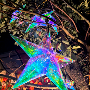 Motivo Navideño Colgante de Estrellas en Capas con Tamaños Variados y Efectos LED Multicolor para Ambientes Festivos - Product Image 1