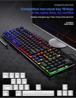 Clavier mécanique de jeu filaire USB 104 touches avec rétroéclairage RVB, interrupteur lumineux arc-en-ciel pour PC, ordinateur, joueur