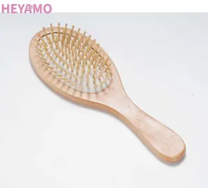HEYAMO Personal Wooden Hair Brush Detangling Wholesale Cepillos De Bambu Natural Hair Detangler Anti Frizz Brush Limpia Brocha