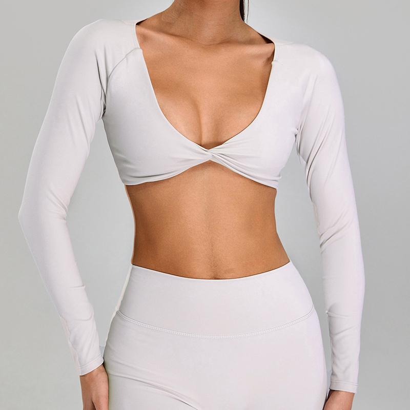 CIYING Wholesale New Open Back Yoga Tops Long Sleeve Custom logo Twisted Front Yoga Long Sleeve for Women