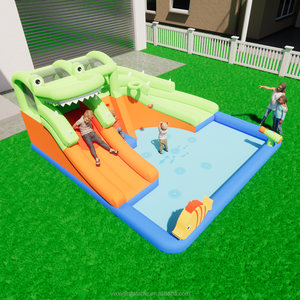 Combo de château gonflable gonflable avec fosse à balles ou piscine, <span class=keywords><strong>jeu</strong></span> de toboggan et de basket-ball et <span class=keywords><strong>jeu</strong></span> de pistolet à eau, adapté aux enfants, - Product Image 1