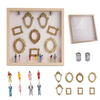 Kit de cadres miniatures dorés DIY en forme de boîte avec impression UV sur panneau de bois écologique à trois couches