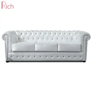 Bianco trapuntato chesterfield living room furniture 2 posti chesterfield <span class=keywords><strong>divano</strong></span> di lusso luce <span class=keywords><strong>chester</strong></span> top grano <span class=keywords><strong>divano</strong></span> in pelle - Product Image 2