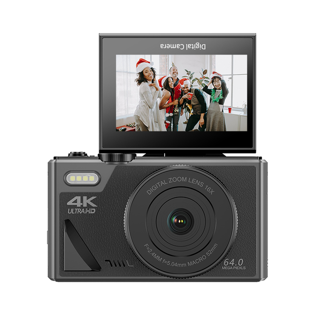 Vintage Flip Screen 4K UHD Video Camera CMOS Photography Retro Digital Camera Black White