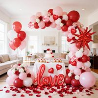 Chaîne d'arche de ballons en latex pour la Saint-Valentin, rouge, rose, blanc, lettres LOVE, ballons en forme de cœur et d'étoile, décoration de fête d'anniversaire de mariage
